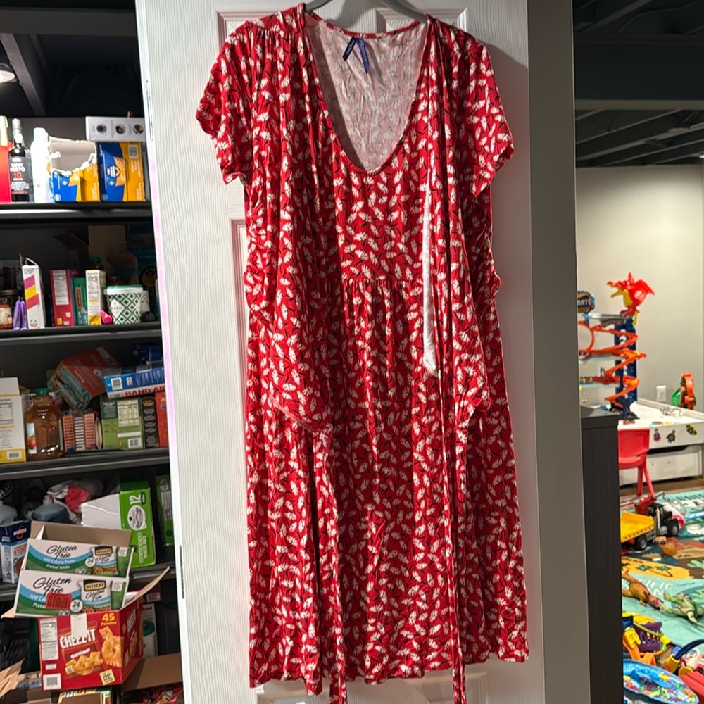 Seraphine Red floral maternity and nursing dress